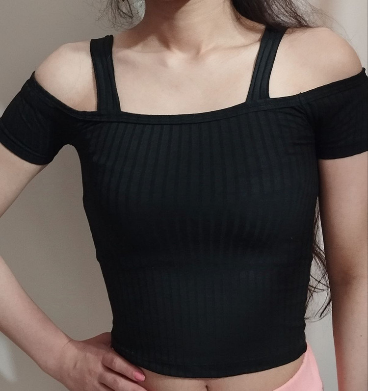 تیشرت کراپ دخترانه کش پنبه کرکره ای. (مناسب ۵ تا۱۳ سال)