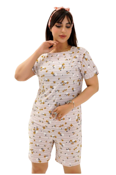 ست تیشرت شلوار‌ک زنانه نخی