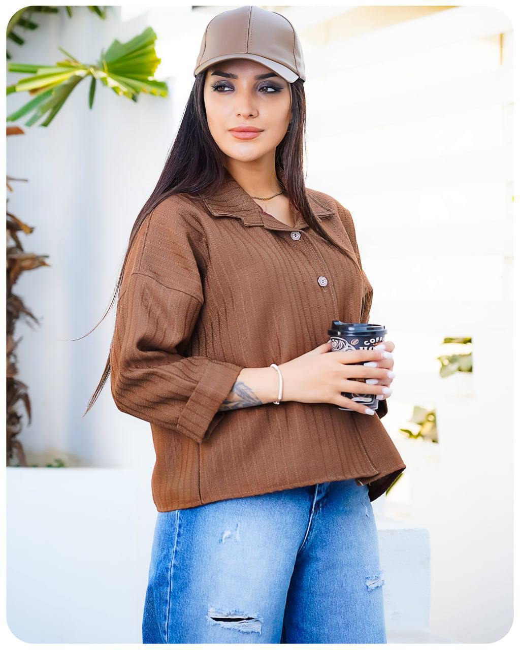 شومیز جیب دار آستین پاکتی